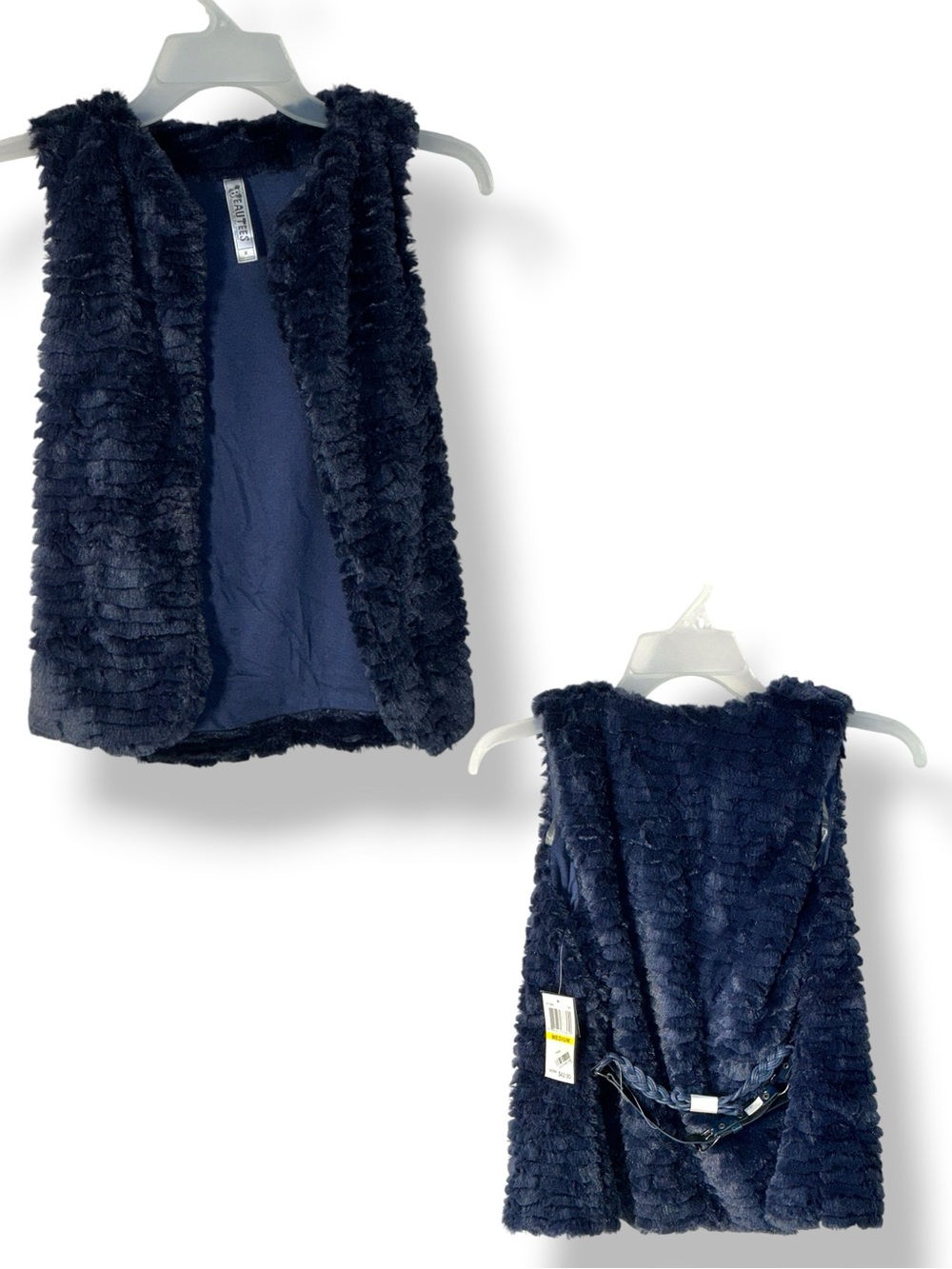 Beautees Faux Fur Vest Plush Patent Braided Belt NWT Tween Girls Medium 10-12